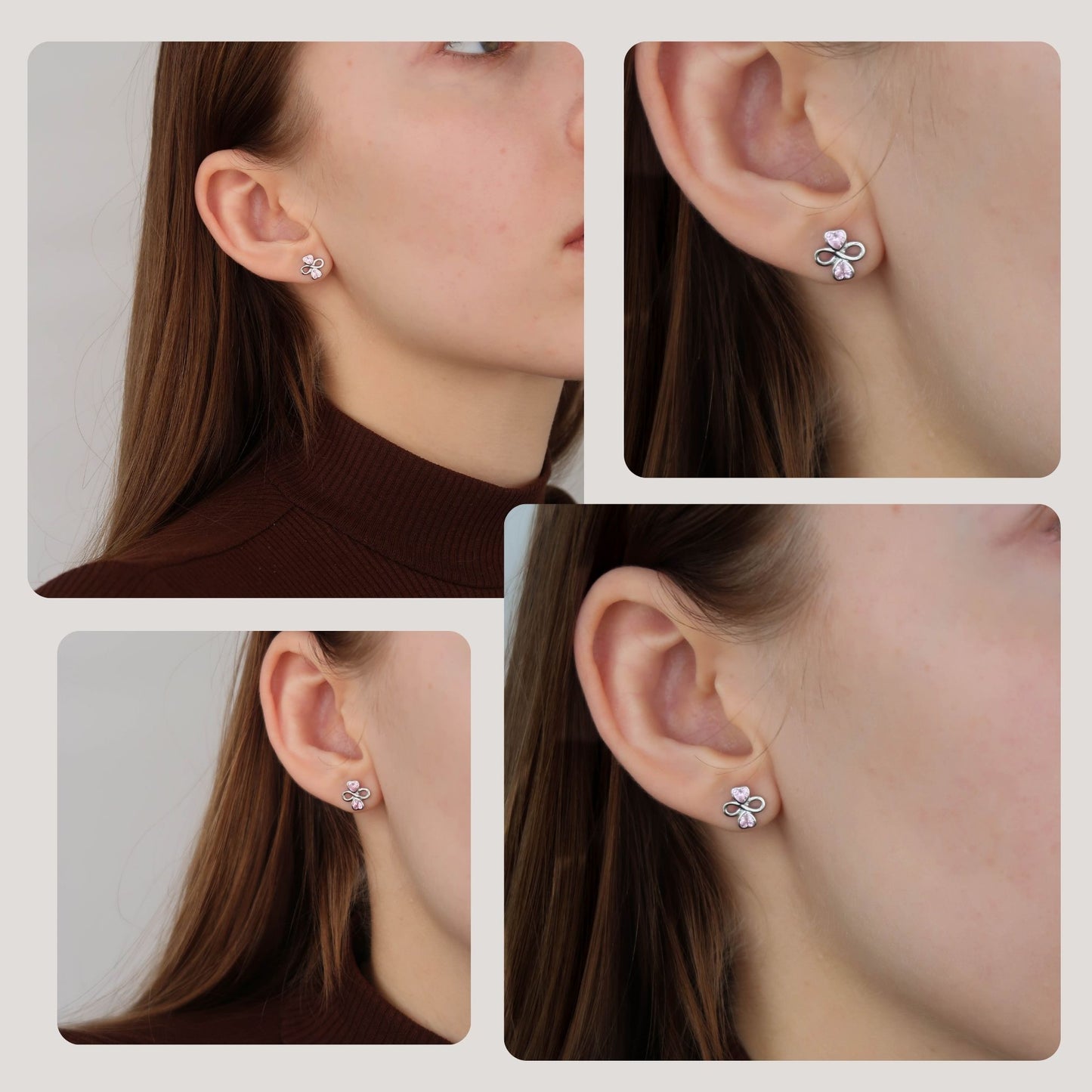 Pink Infinity Love Studs - Sterling Silver Earrings