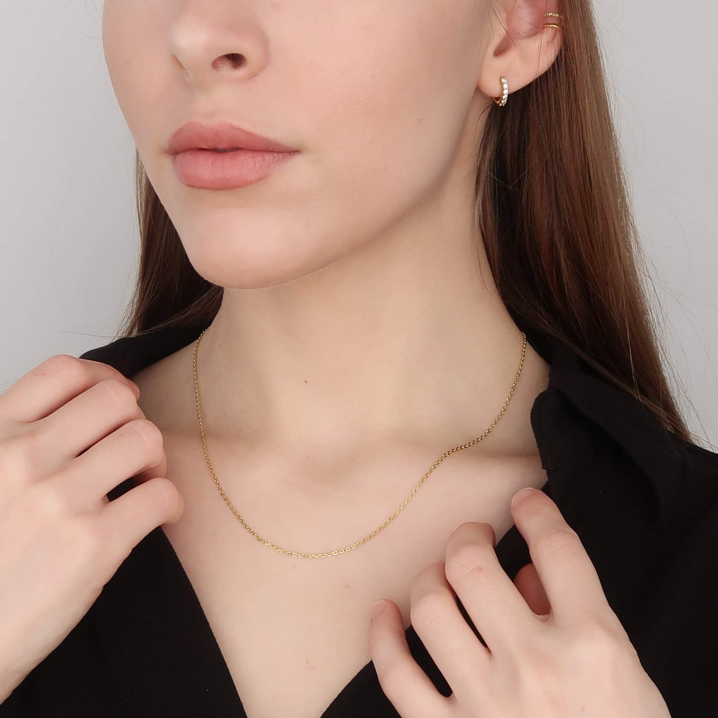 45cm Gold Thin Necklace Chain - Made from Sterling Silver
