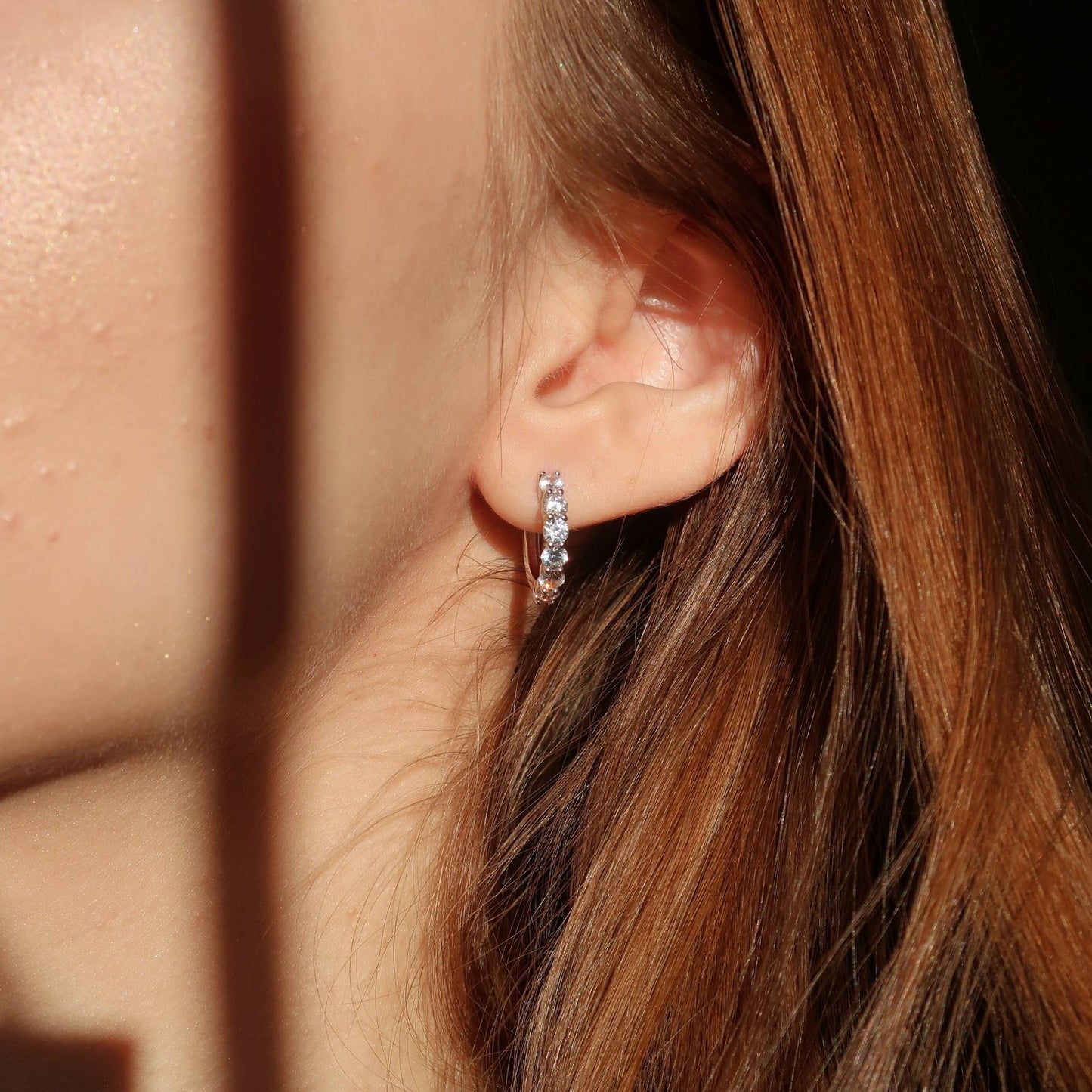 Small Sparkle Crystal Huggies - Women's Sterling Silver Earrings