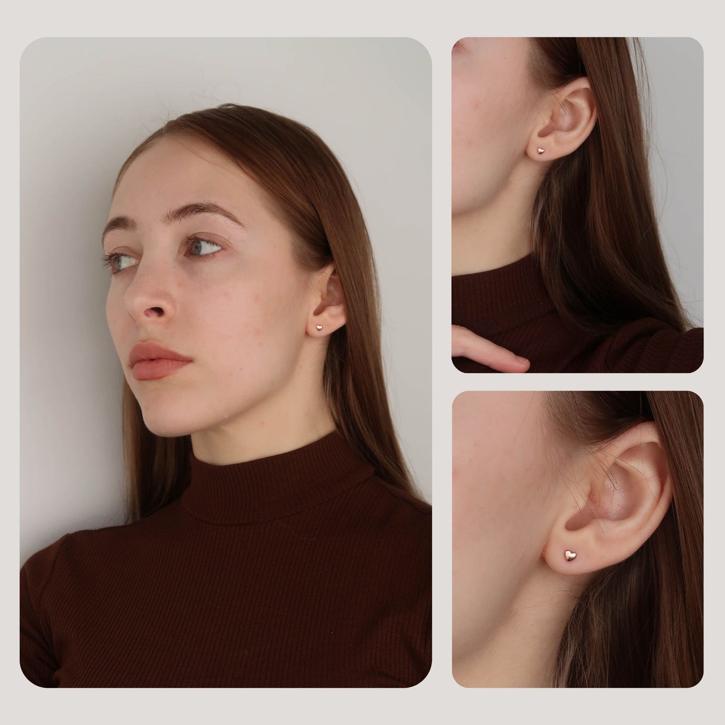 MINI ROSE GOLD HEART STUDS (4mm) - Made from Sterling Silver