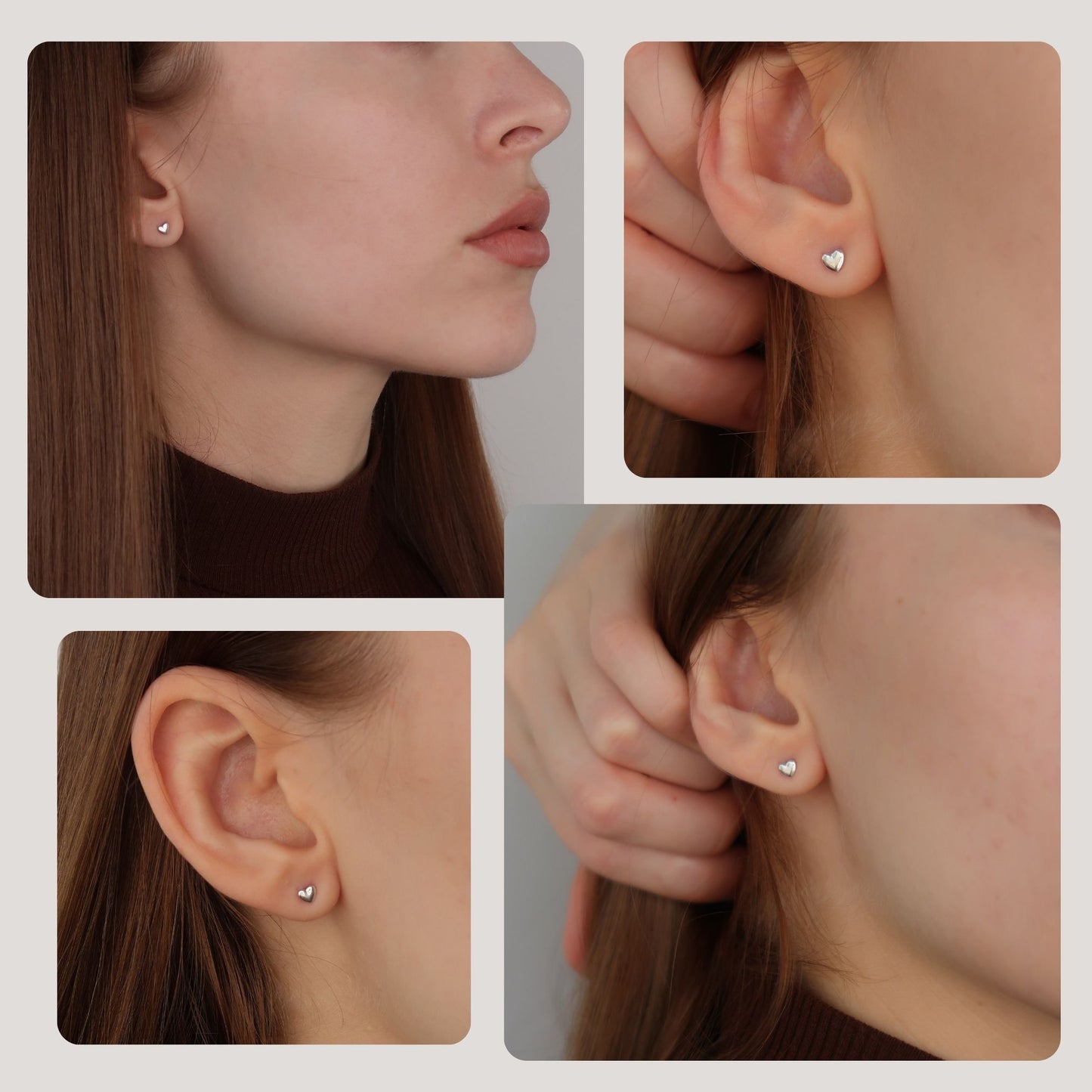 MINI SILVER HEART STUDS (4mm) - Made from Sterling Silver