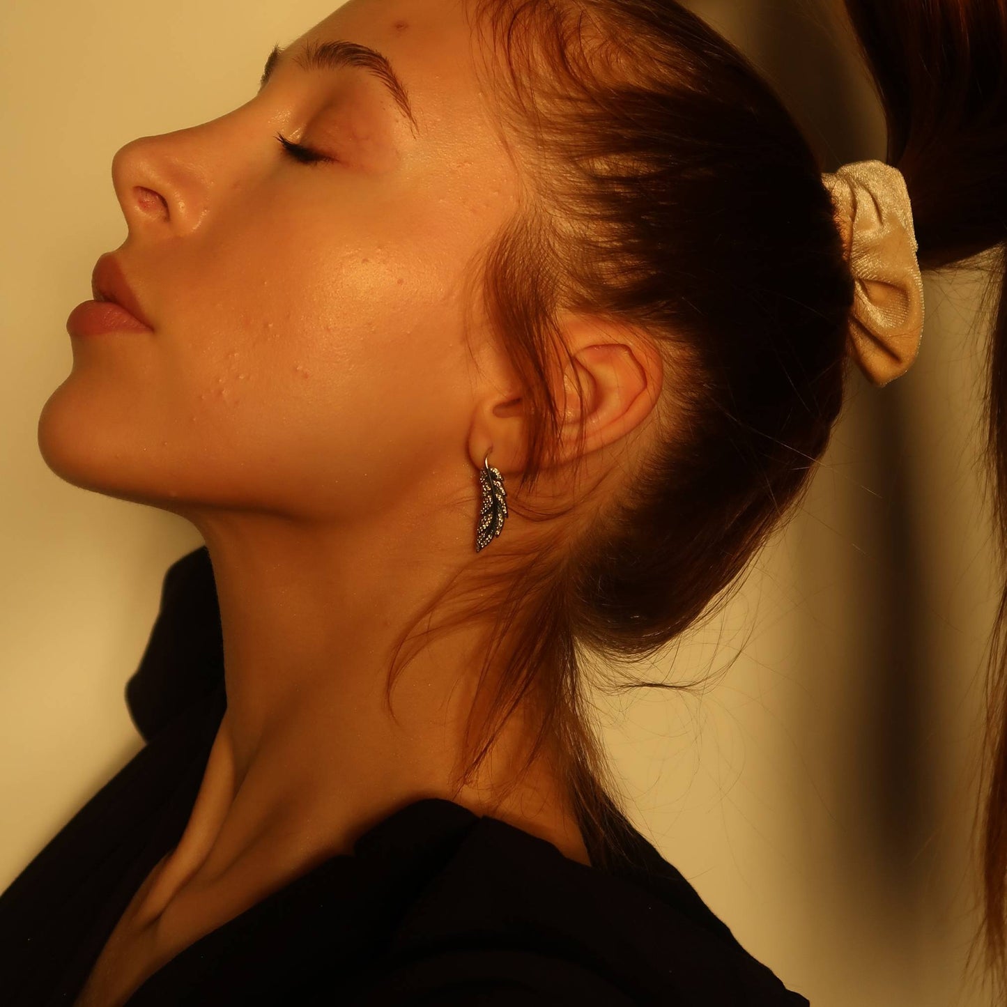 Oxidised Silver Feather Earrings - Unique Statement Hook Earrings