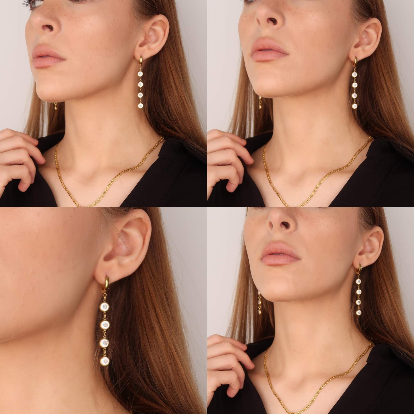 Crystal Drop Earrings - Hanging Sparkles (Stainless Steel)