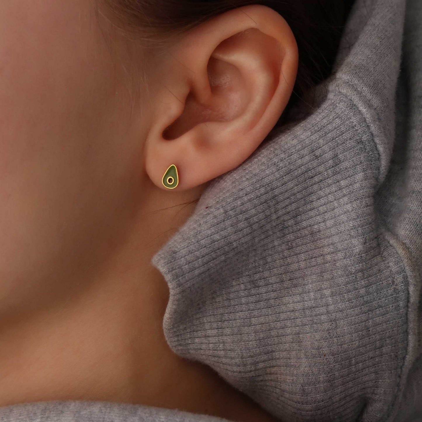 Avocado Earrings - Gold Sterling Silver Studs
