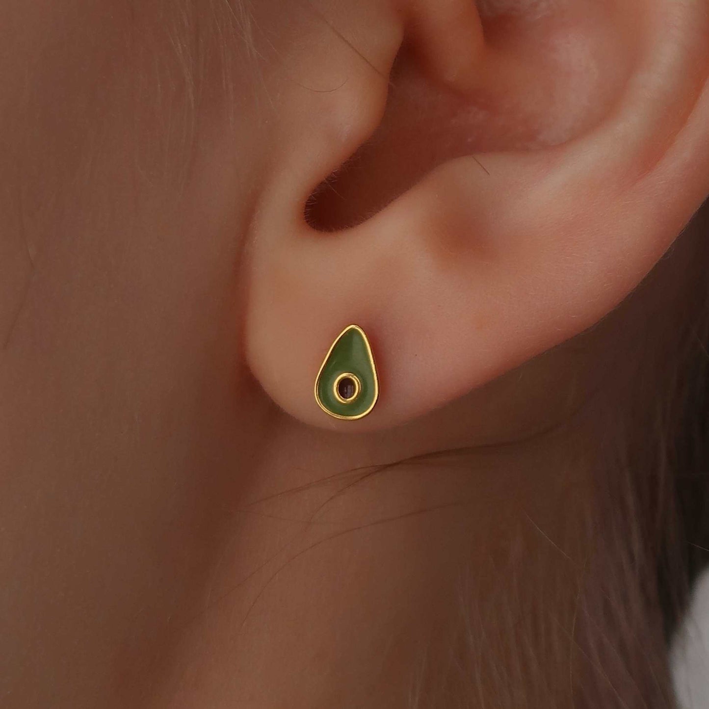 Avocado Earrings - Gold Sterling Silver Studs