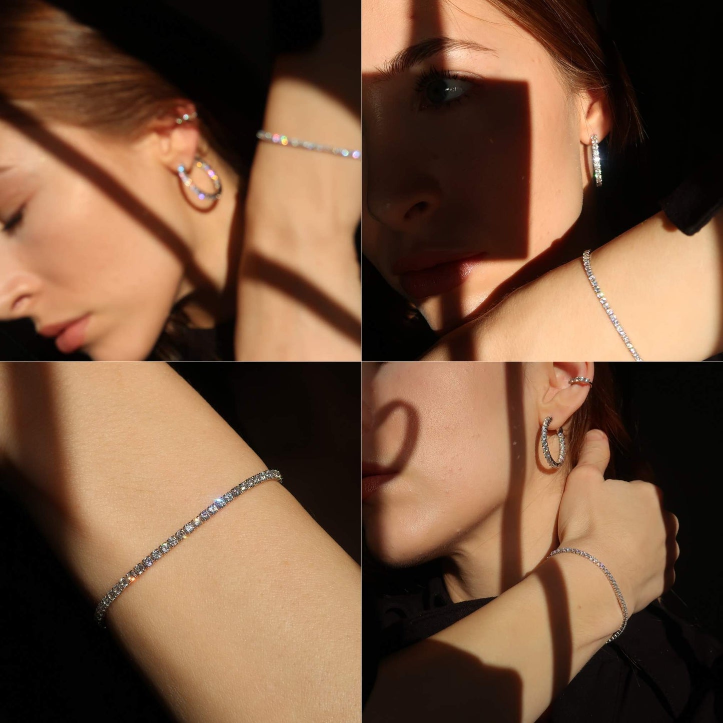 Sparkle Bracelet (Adjustable) - Sterling Silver + Cubic Zirconia Crystal