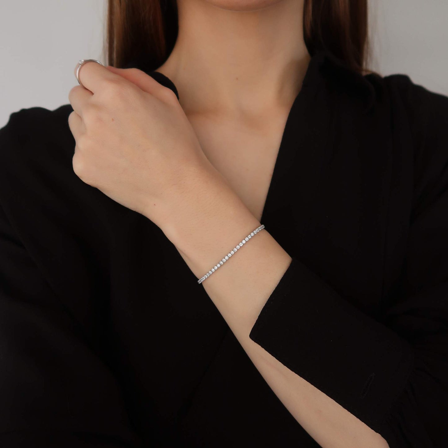 Sparkle Bracelet (Adjustable) - Sterling Silver + Cubic Zirconia Crystal