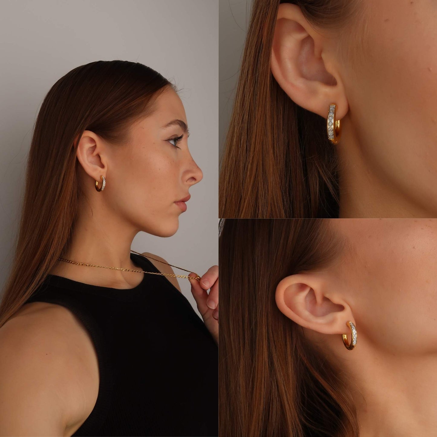 Gold Wide Sparkle Hoops - Gold Plated Stainless Steel Earrings