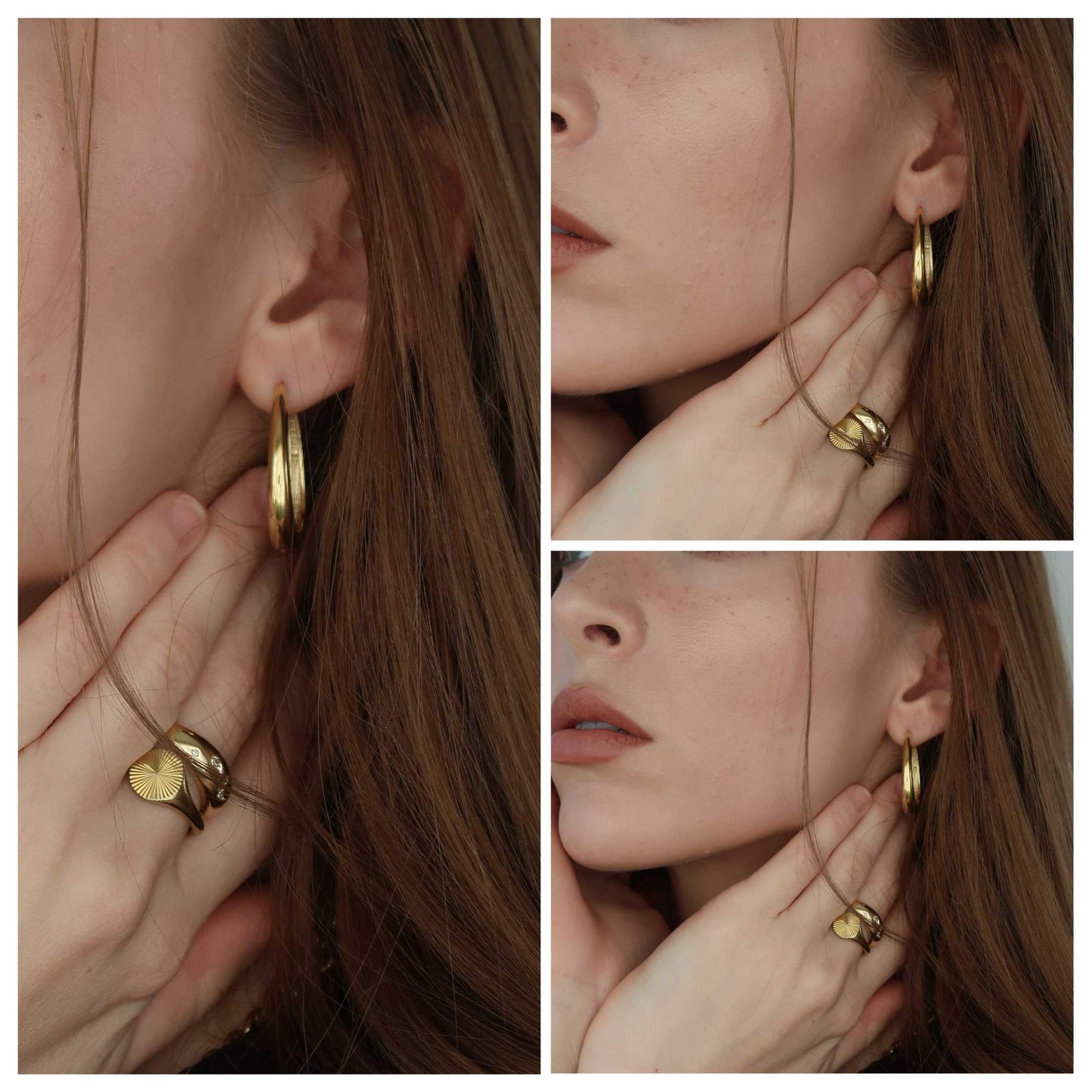 GOLD Teardrop Hoops - Geometric Oval Earrings (Copper)