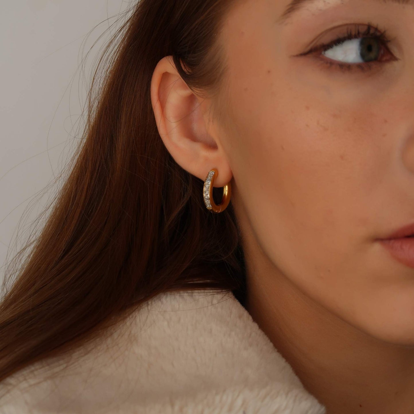 Gold Wide Sparkle Hoops - Gold Plated Stainless Steel Earrings