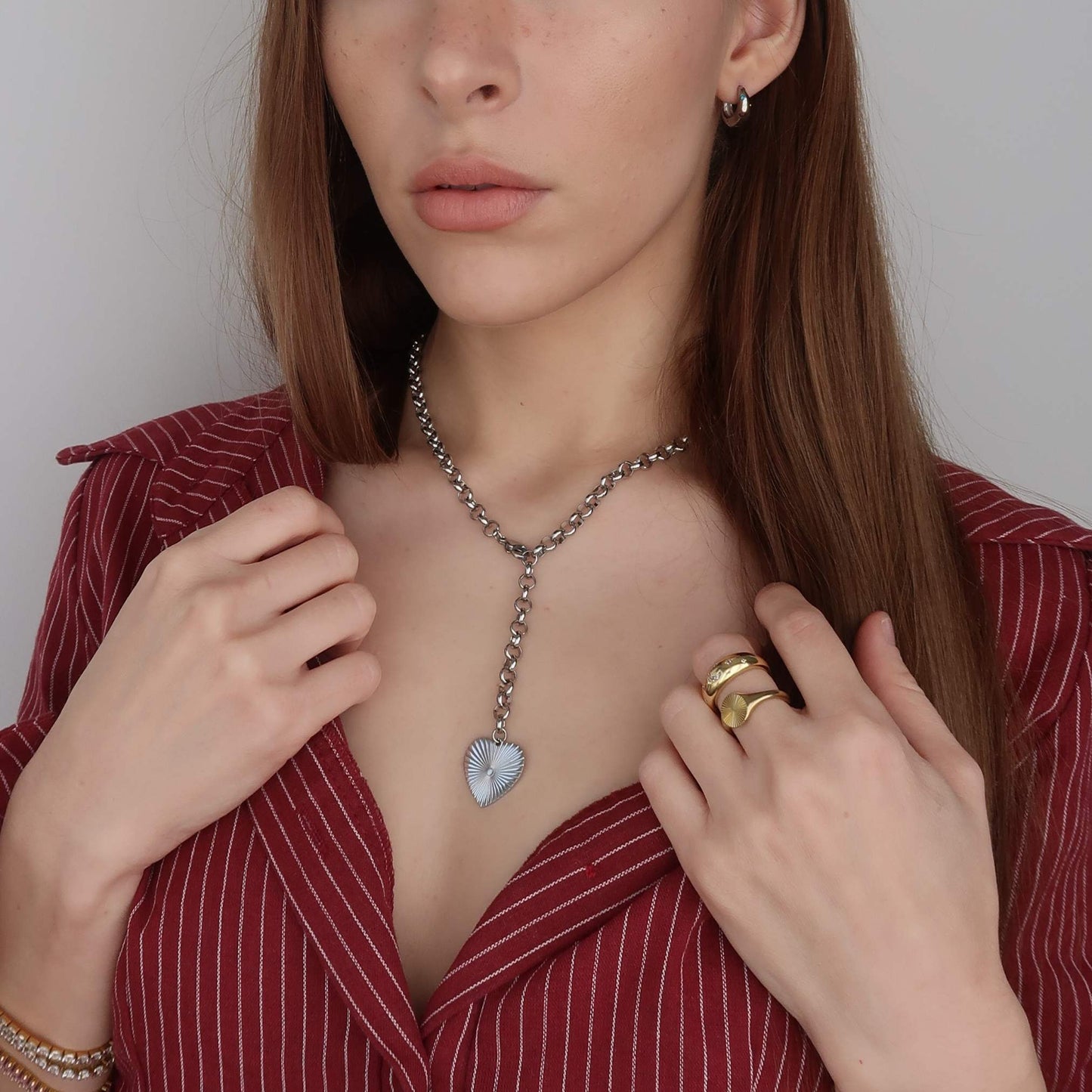 Silver Statement Heart Necklace (stainless steel)