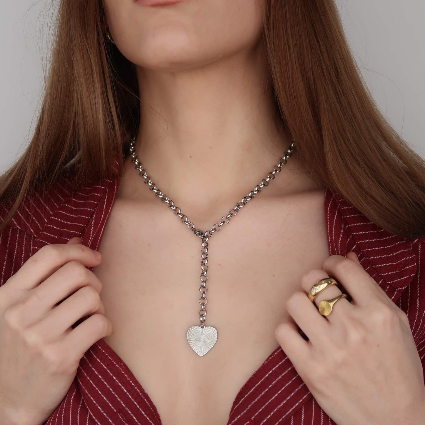 Silver Statement Heart Necklace (stainless steel)