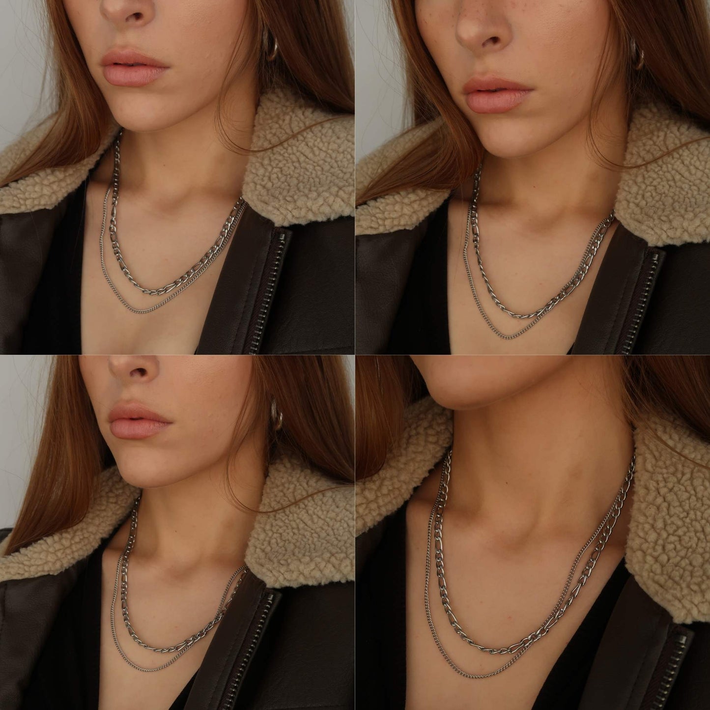 Silver Layered Figaro & Curb Chain - Silver Necklace