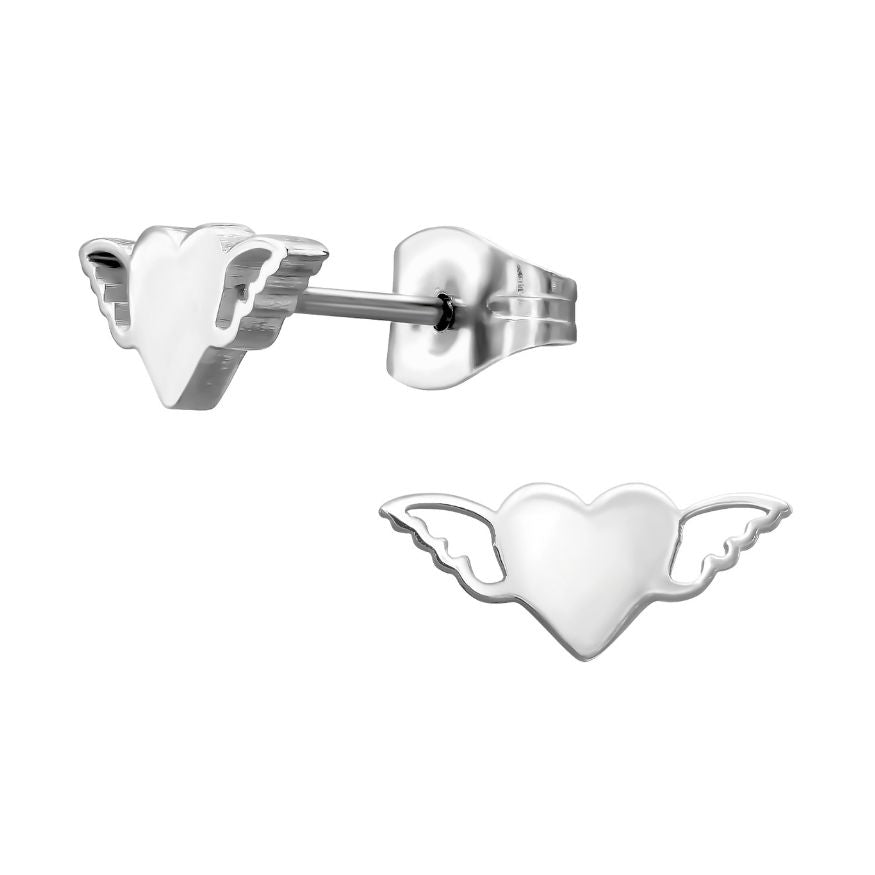 Angel Heart Earrings, Stainless Steel
