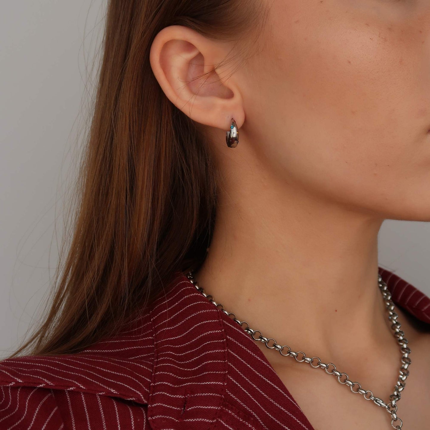 Chubby Huggie Hoops - Colourful Silver Dome Earrings