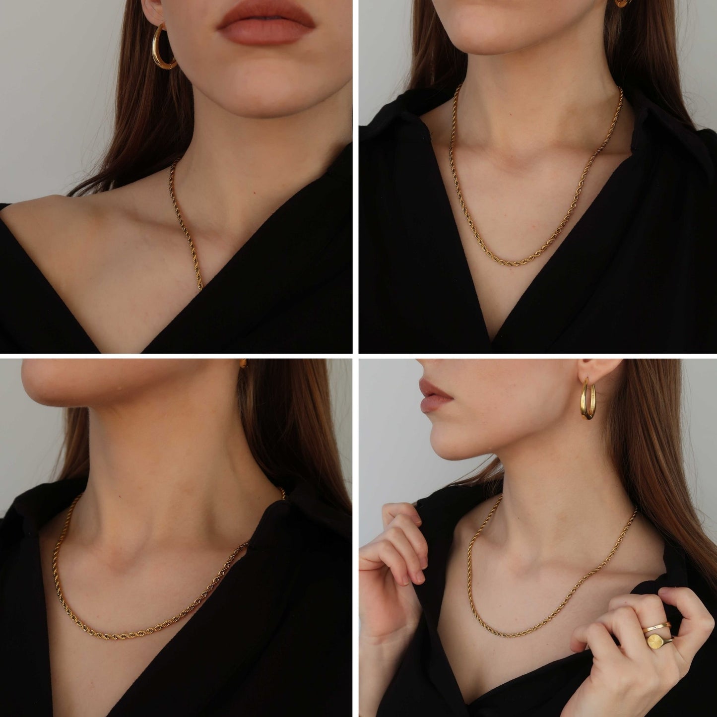 Rich Golden Twist Rope Chain (50cm) - Gold Plated Steel Necklace