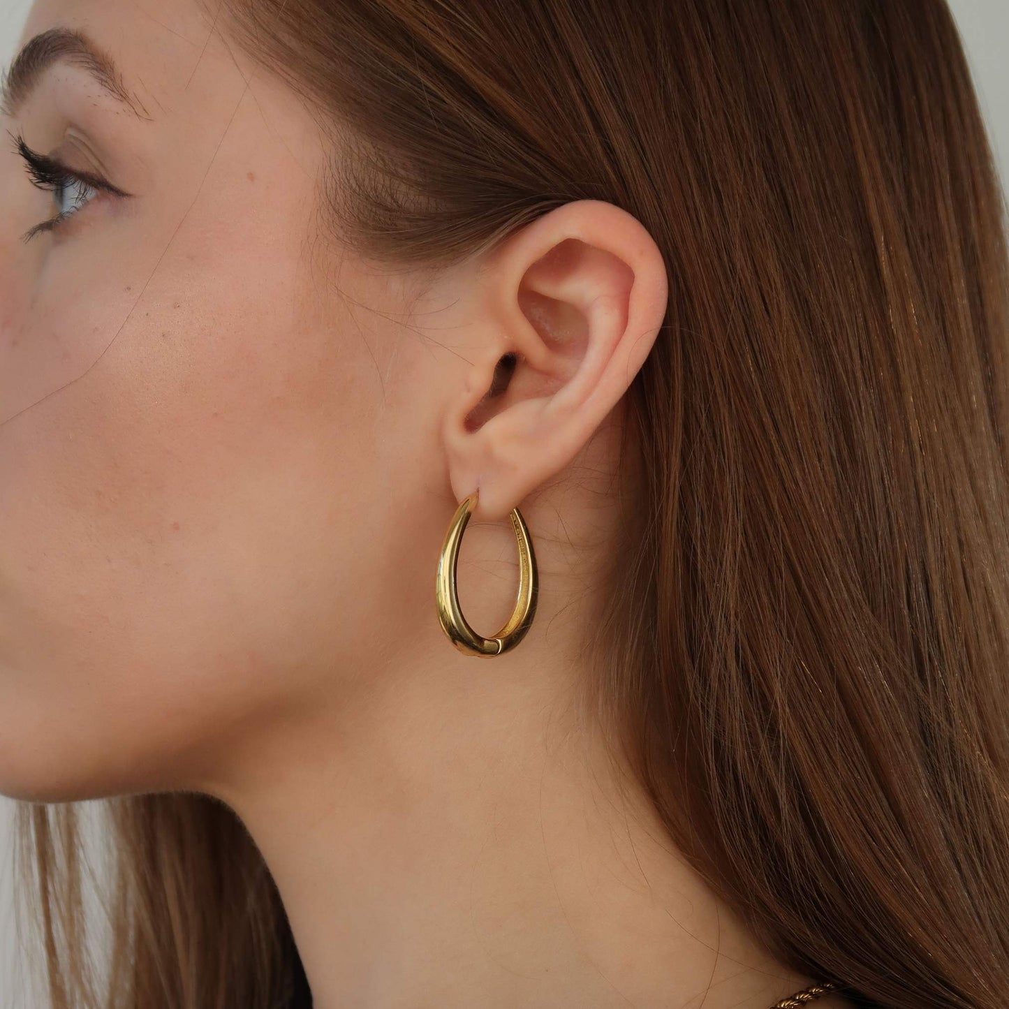 GOLD Teardrop Hoops - Geometric Oval Earrings (Copper)