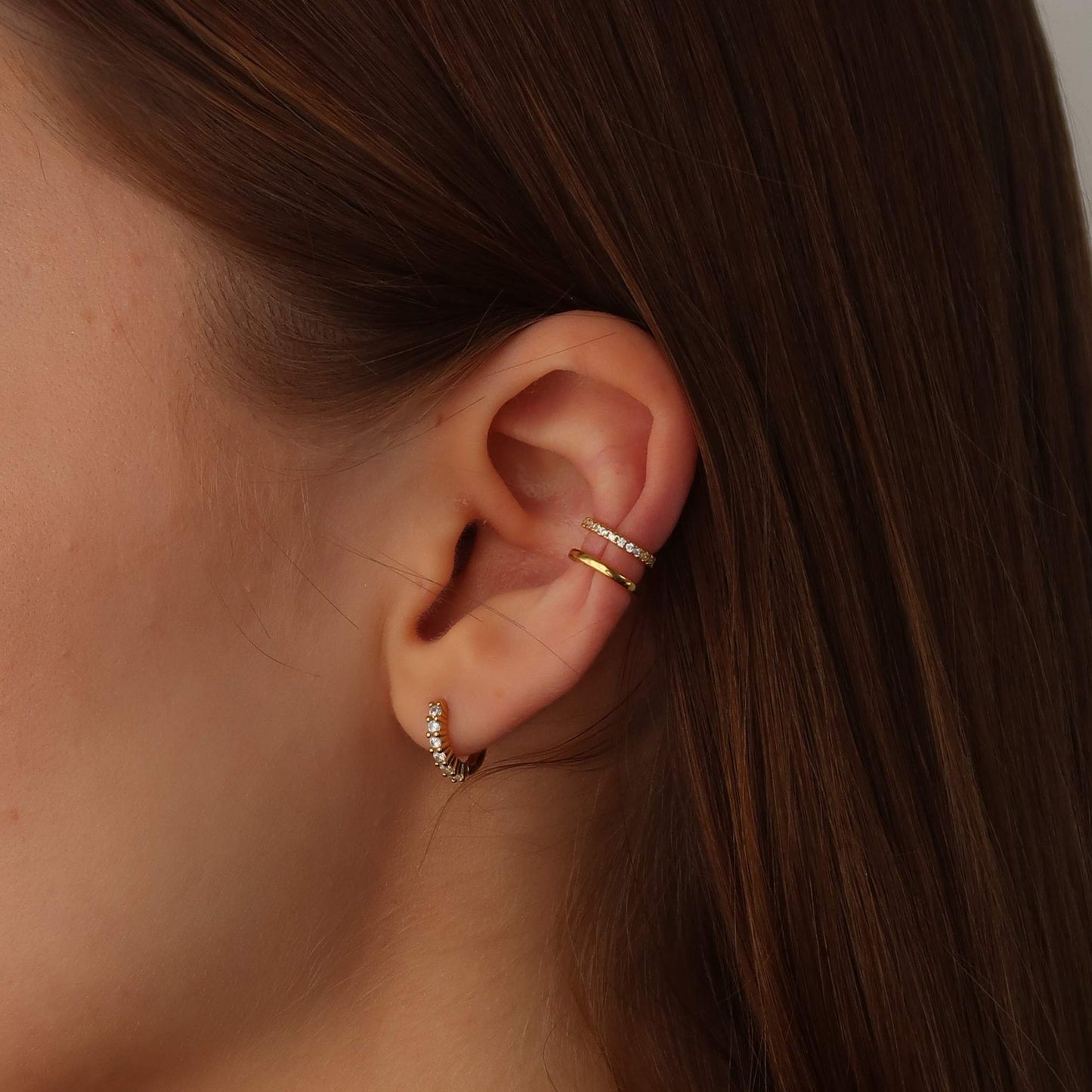 GOLD Crystal Ear Cuff - No piercing Earring (Sterling Silver)