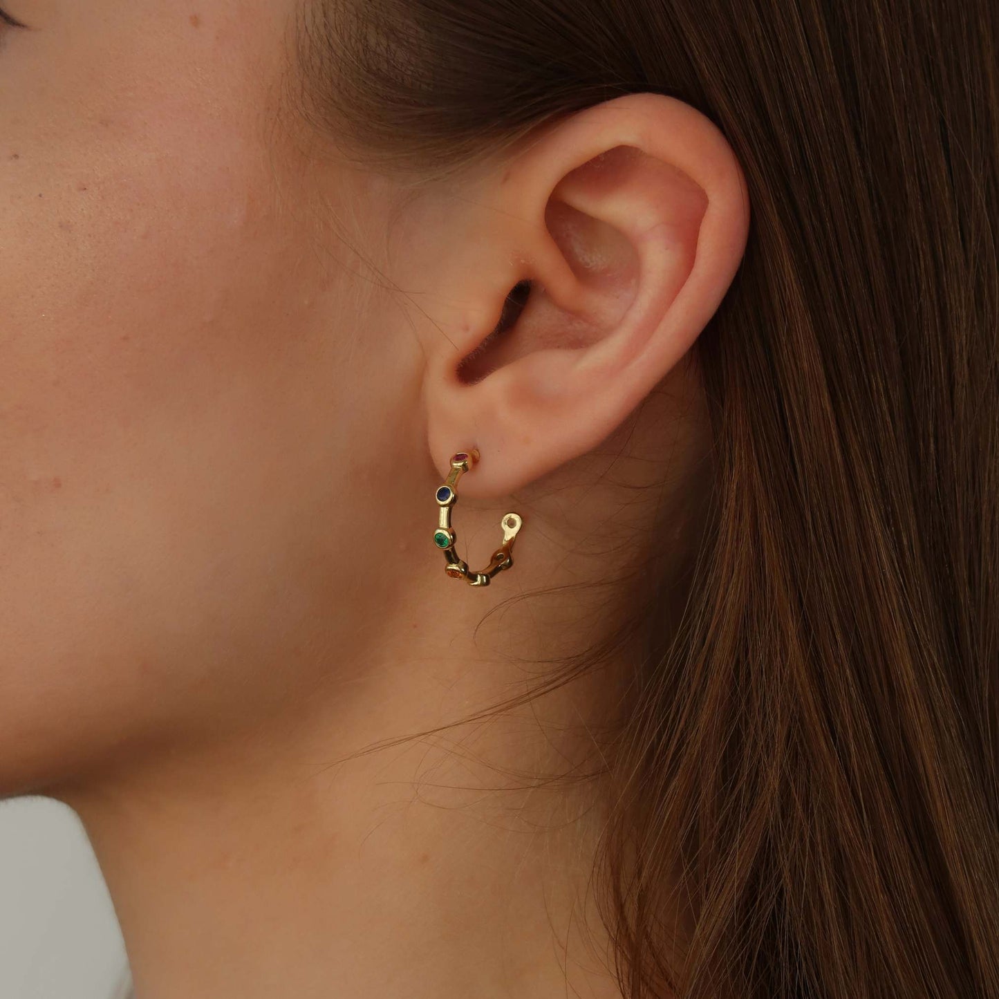 Multi Colour Crystal Hoops - Gold Earrings (Gold Plated Copper)