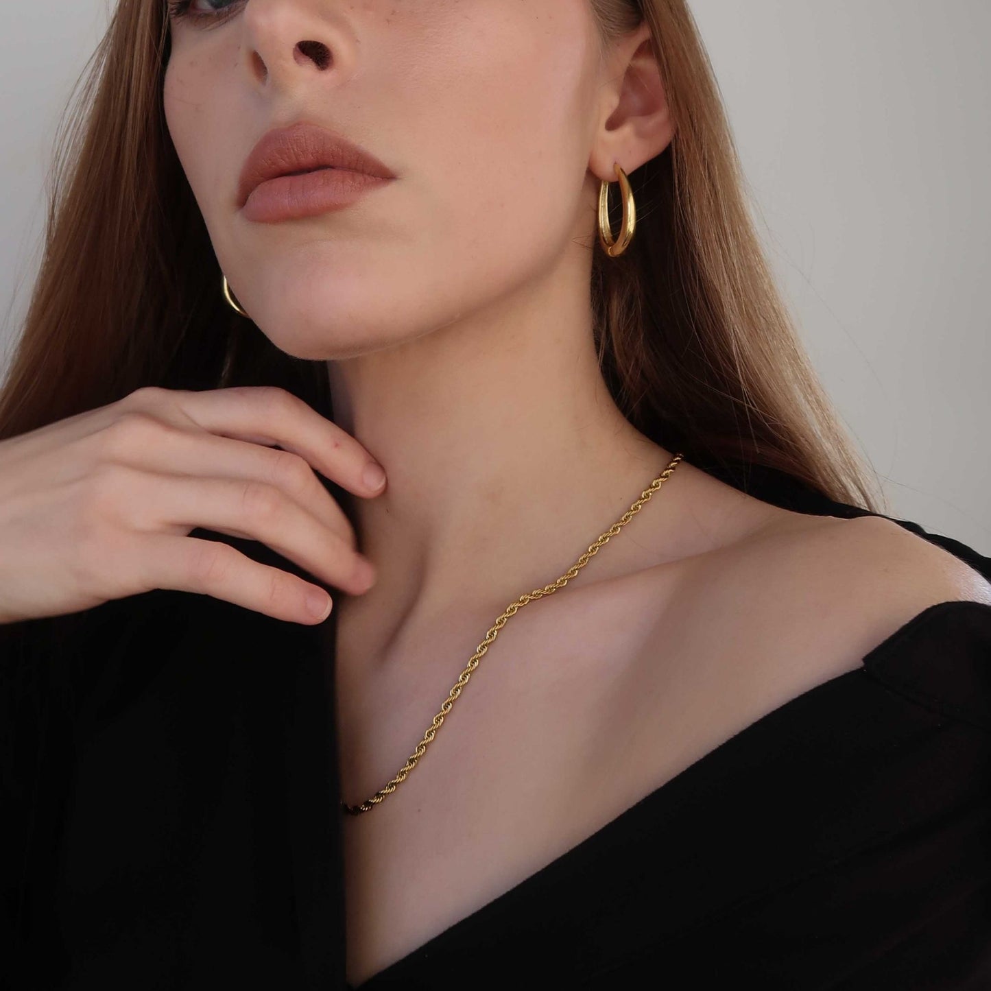 Rich Golden Twist Rope Chain (50cm) - Gold Plated Steel Necklace