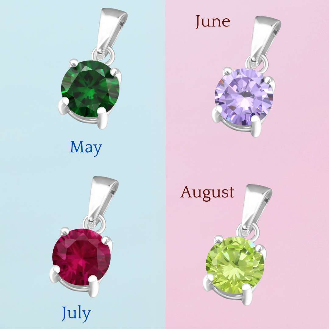 925 Birthstone Pendant - Sterling Silver & Cubic Zirconia