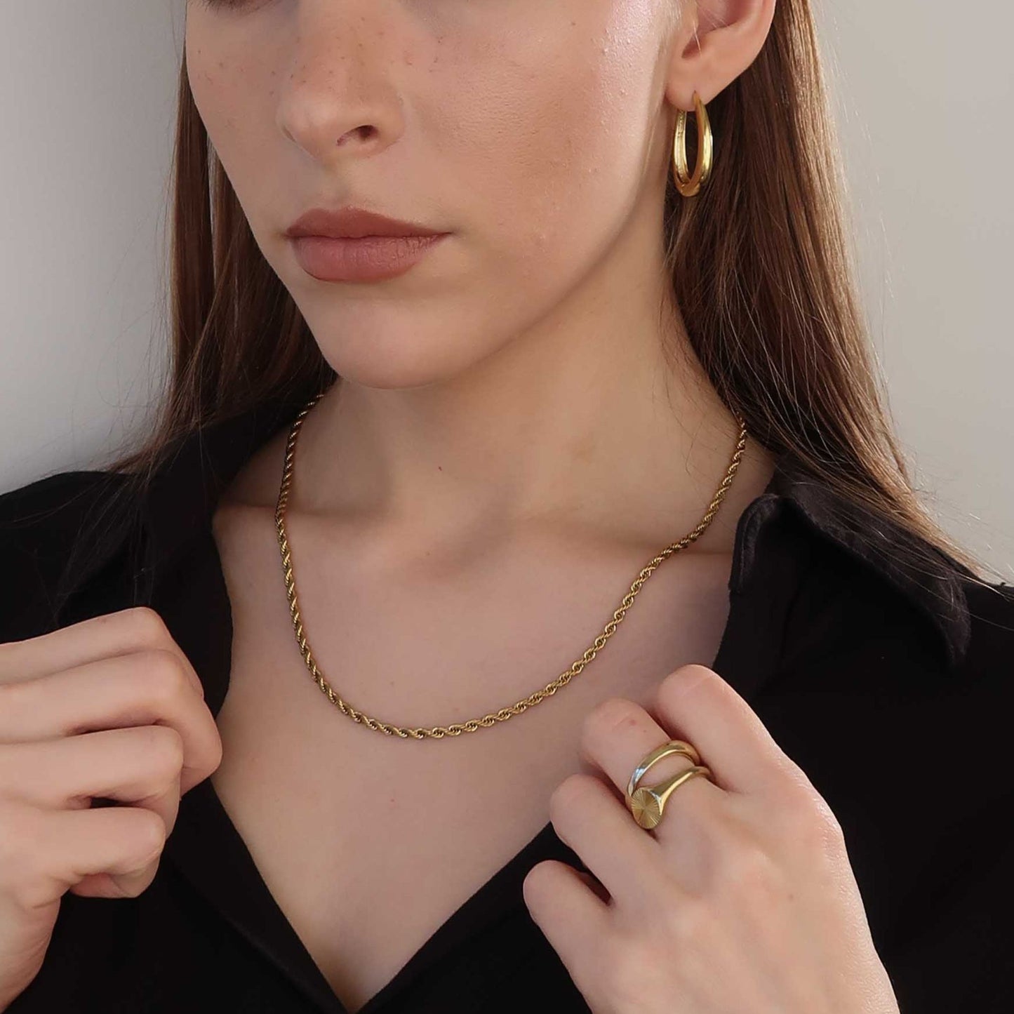 Rich Golden Twist Rope Chain (50cm) - Gold Plated Steel Necklace