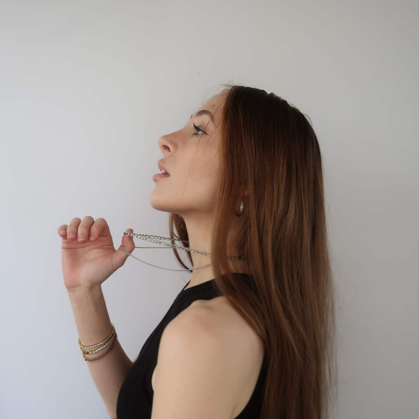 Silver Layered Figaro & Curb Chain - Silver Necklace