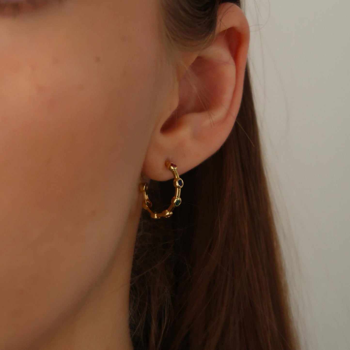 Multi Colour Crystal Hoops - Gold Earrings (Gold Plated Copper)