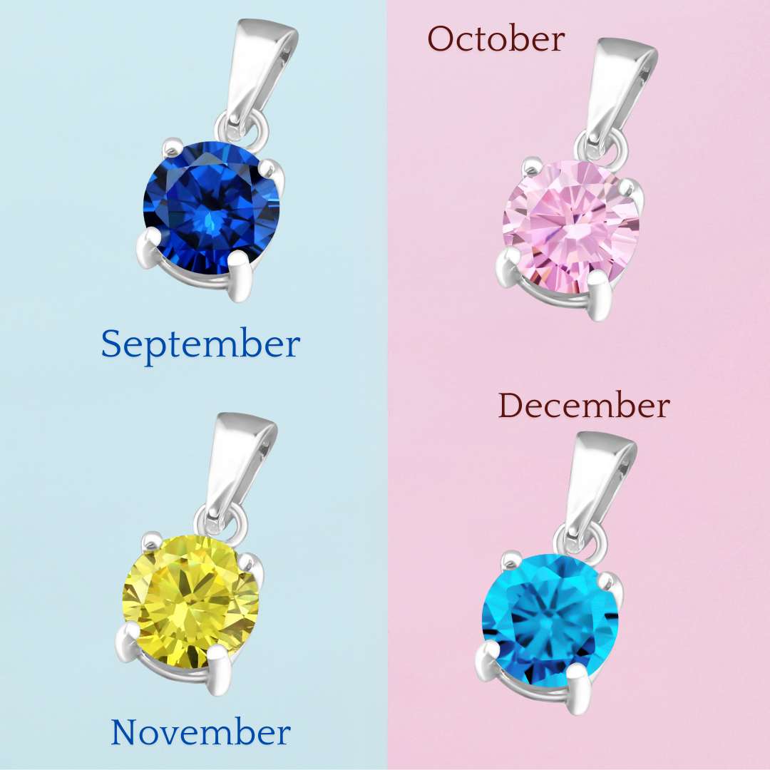 925 Birthstone Pendant - Sterling Silver & Cubic Zirconia