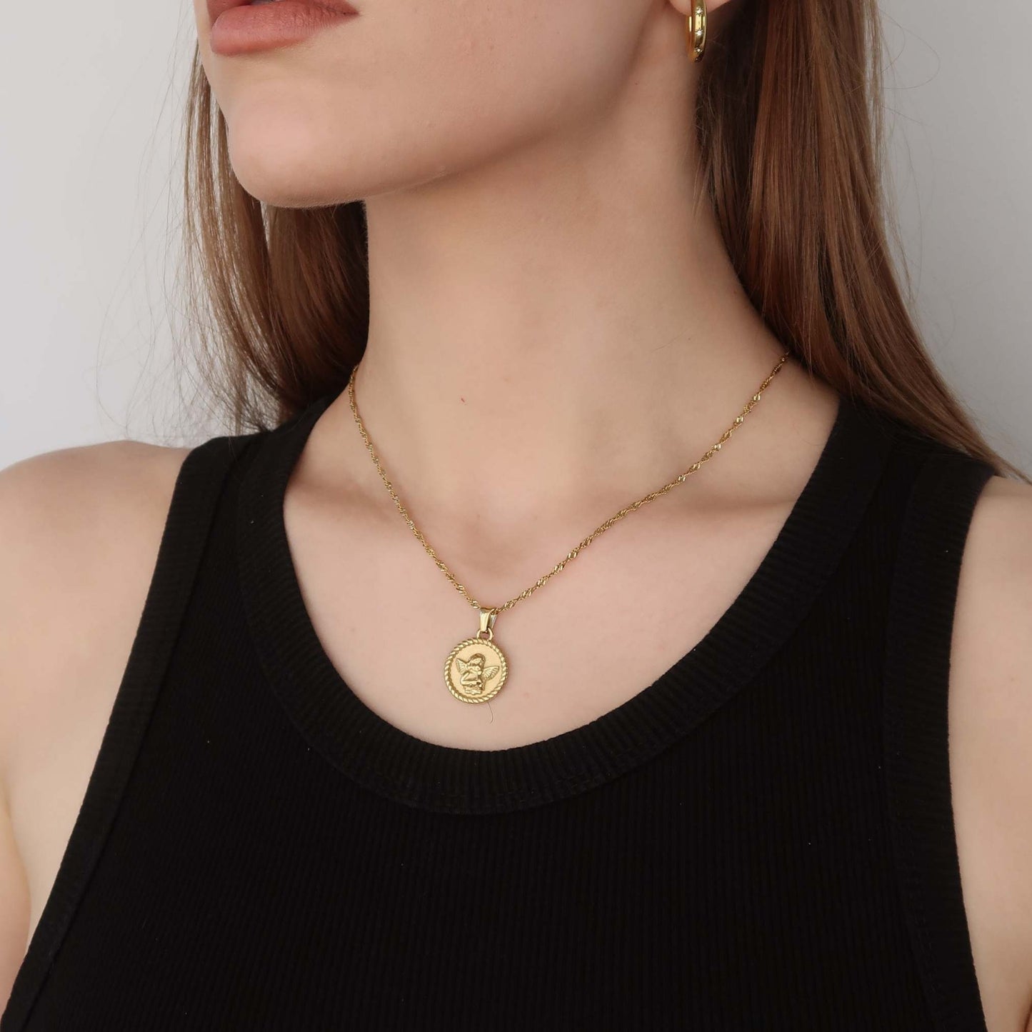 ANGEL BABY - Gold Singapore Chain Necklace 40cm (stainless steel)