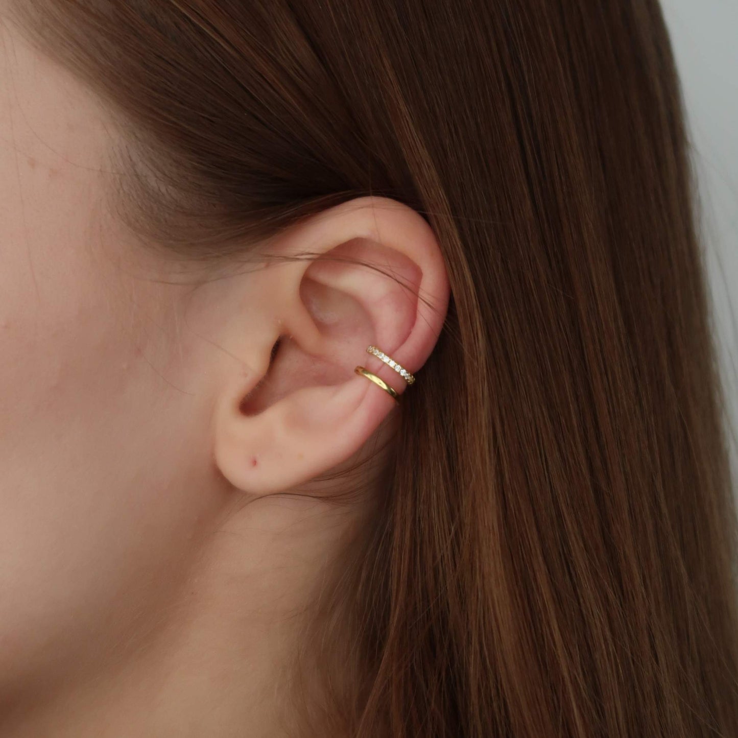 GOLD Crystal Ear Cuff - No piercing Earring (Sterling Silver)