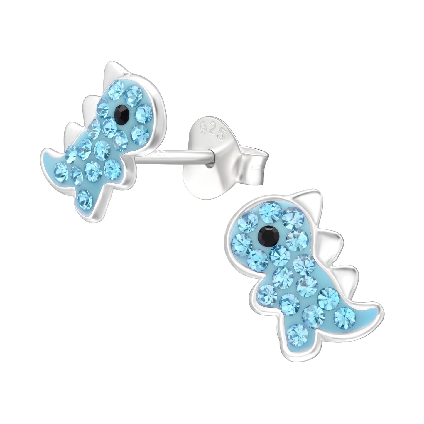 Blue Dinosaur Earrings, Kids Earrings, Sterling Silver