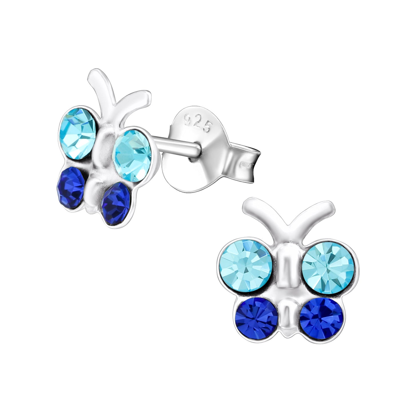 Blue butterfly Earrings, Kids Sterling Silver Studs