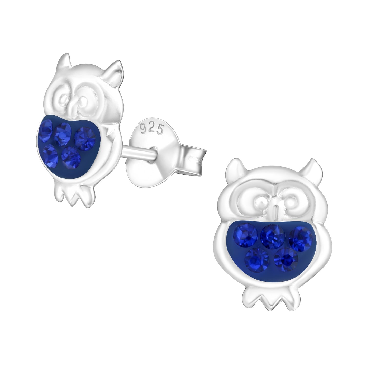 Owl Earrings - Children's Sparkling Sterling Silver