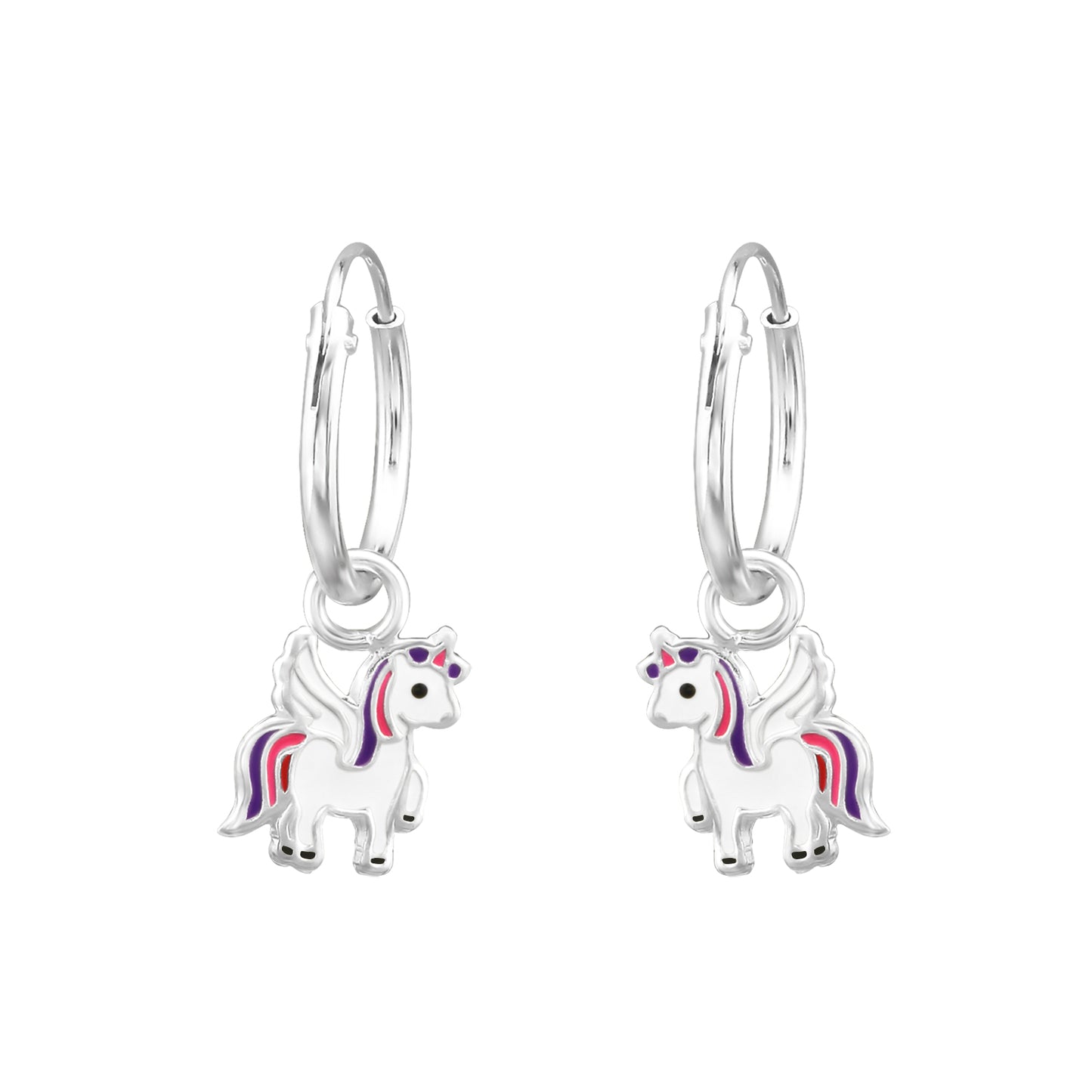 Unicorn Hoop Earrings - Kids Sterling Silver Sleepers