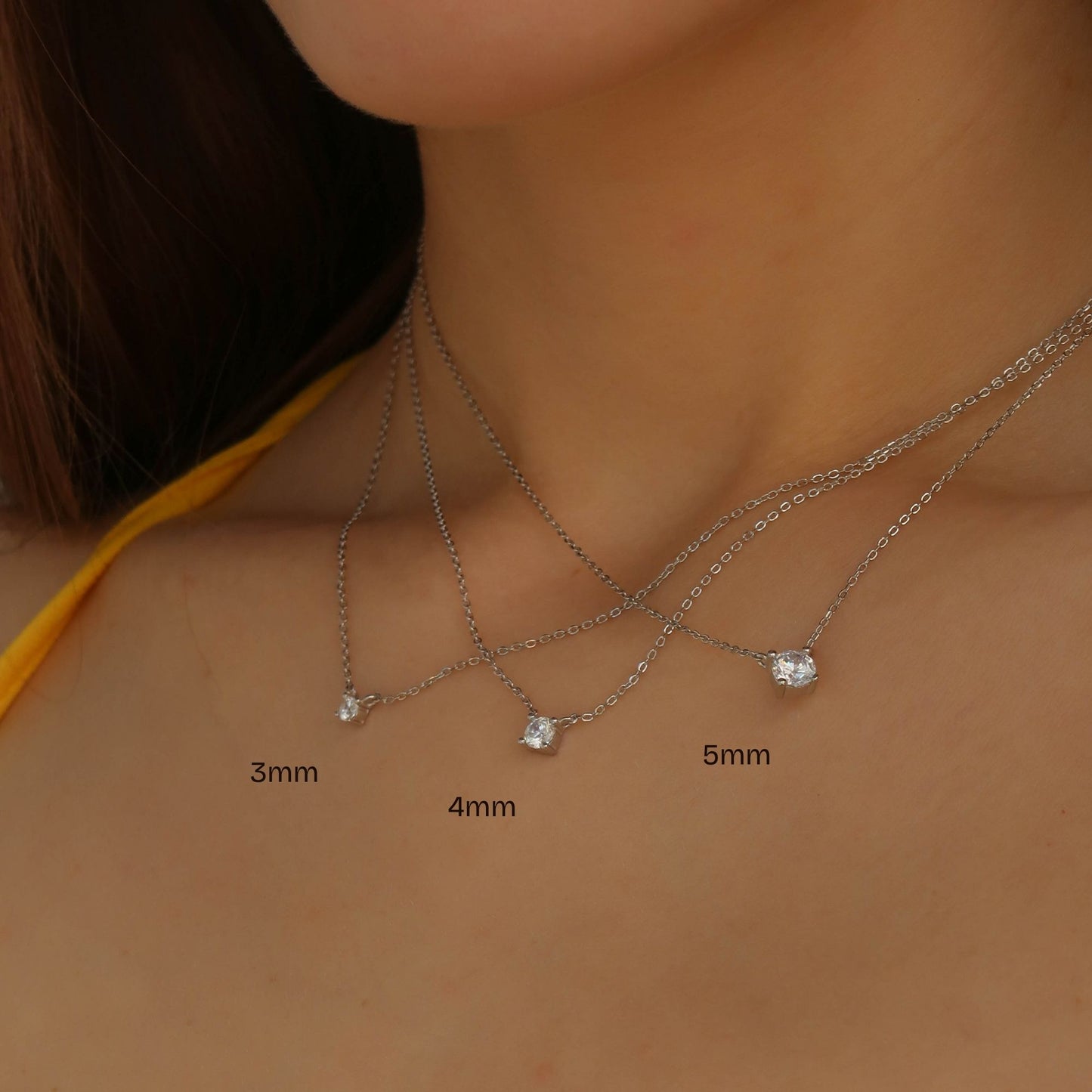 Dainty Crystal Necklace - Feminine Sparkling 925 Sterling Silver