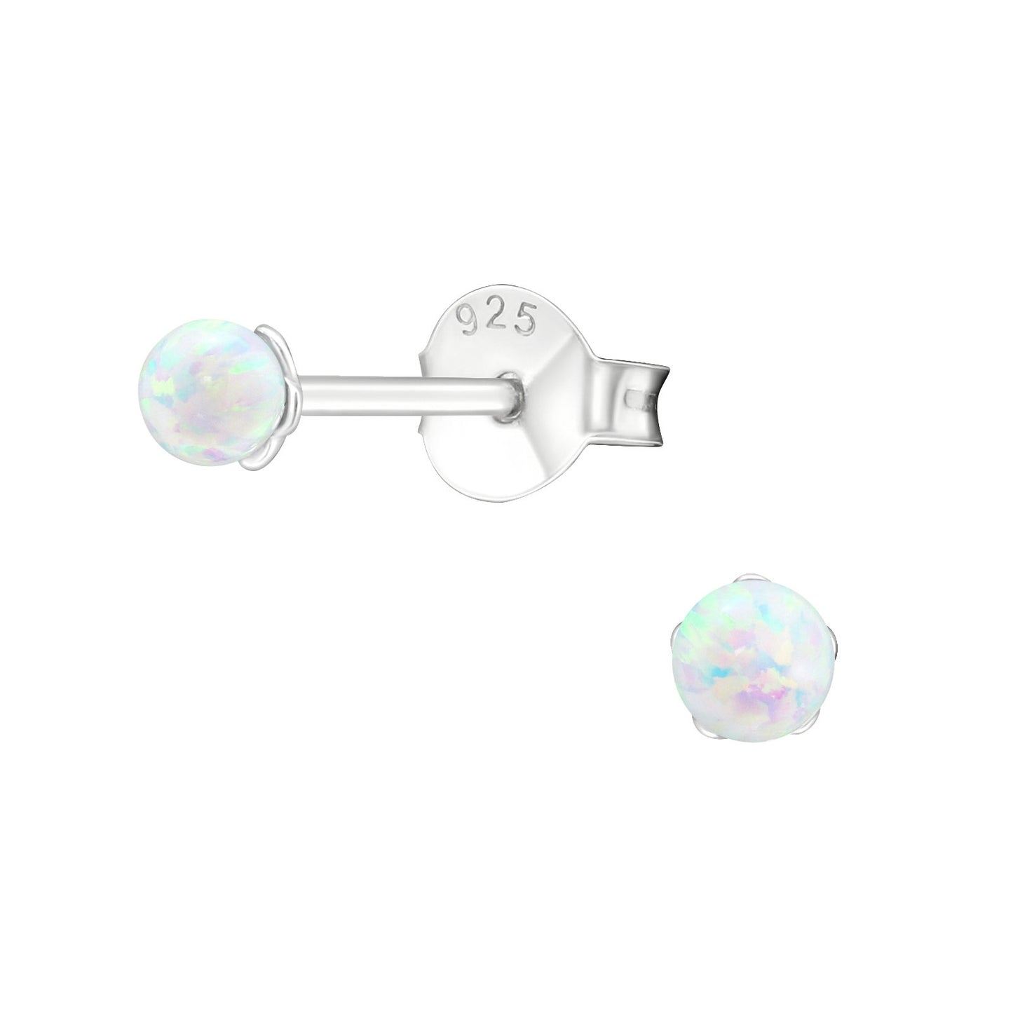 IRIDESCENT OPAL STUDS - Colour Shifting Sterling Silver Earrings (synthetic opal)