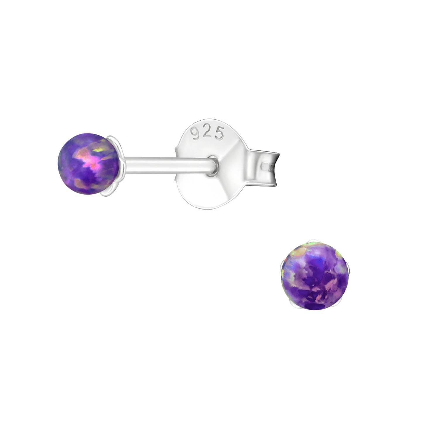 IRIDESCENT OPAL STUDS - Colour Shifting Sterling Silver Earrings (synthetic opal)