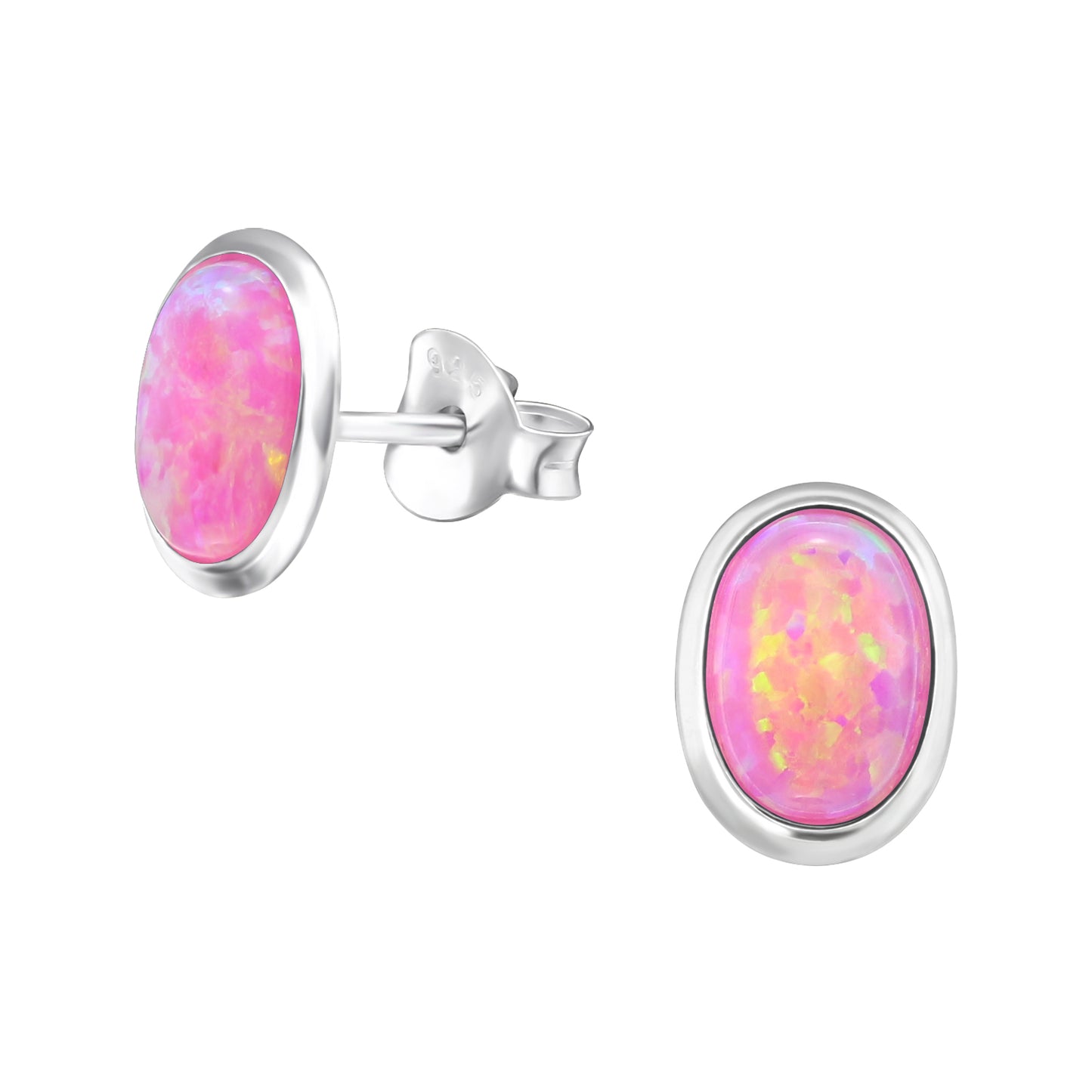 Fake Opal Earrings, Colour Shifting - Silver Plated Sterling Silver