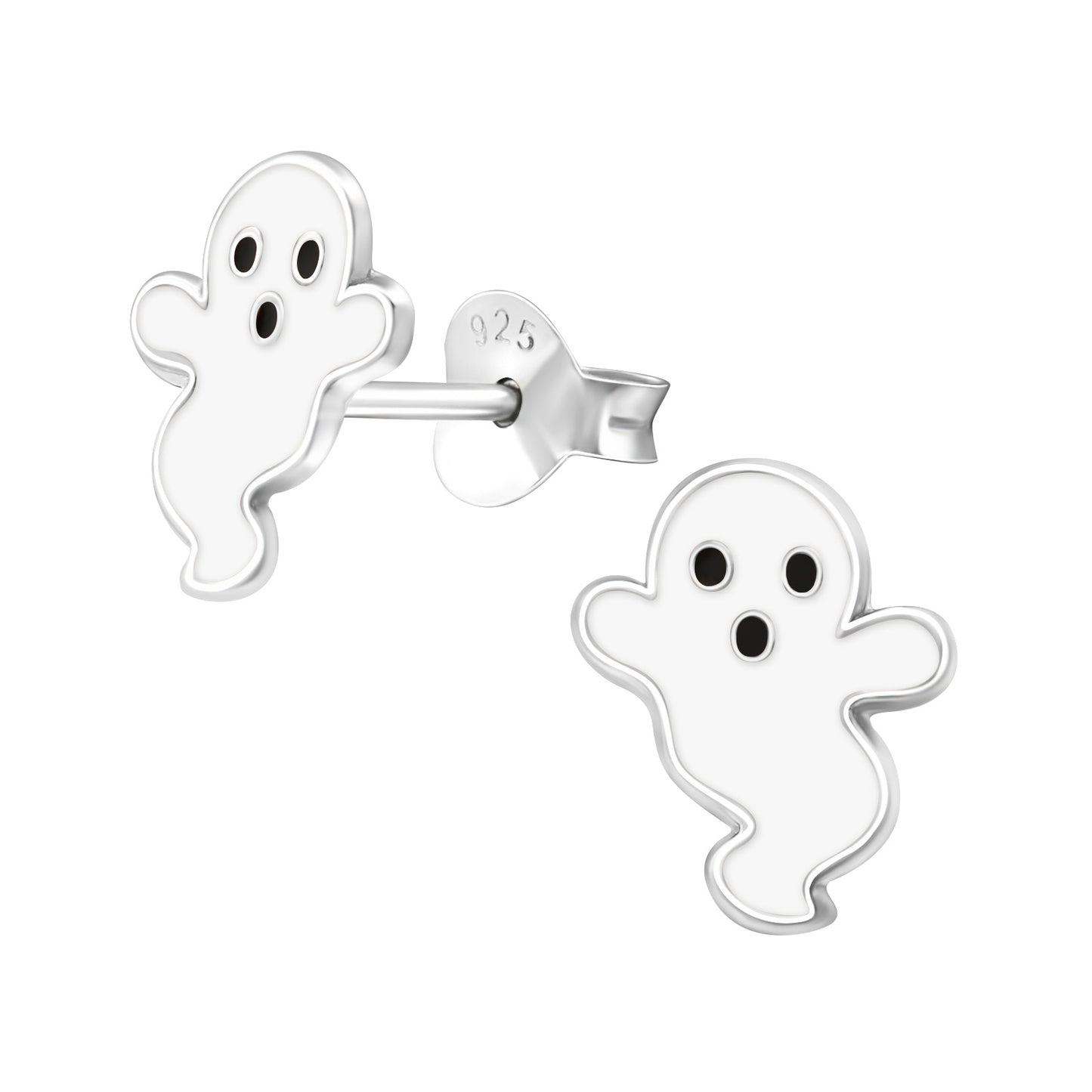 Ghost Earrings Sterling Silver - Halloween Studs