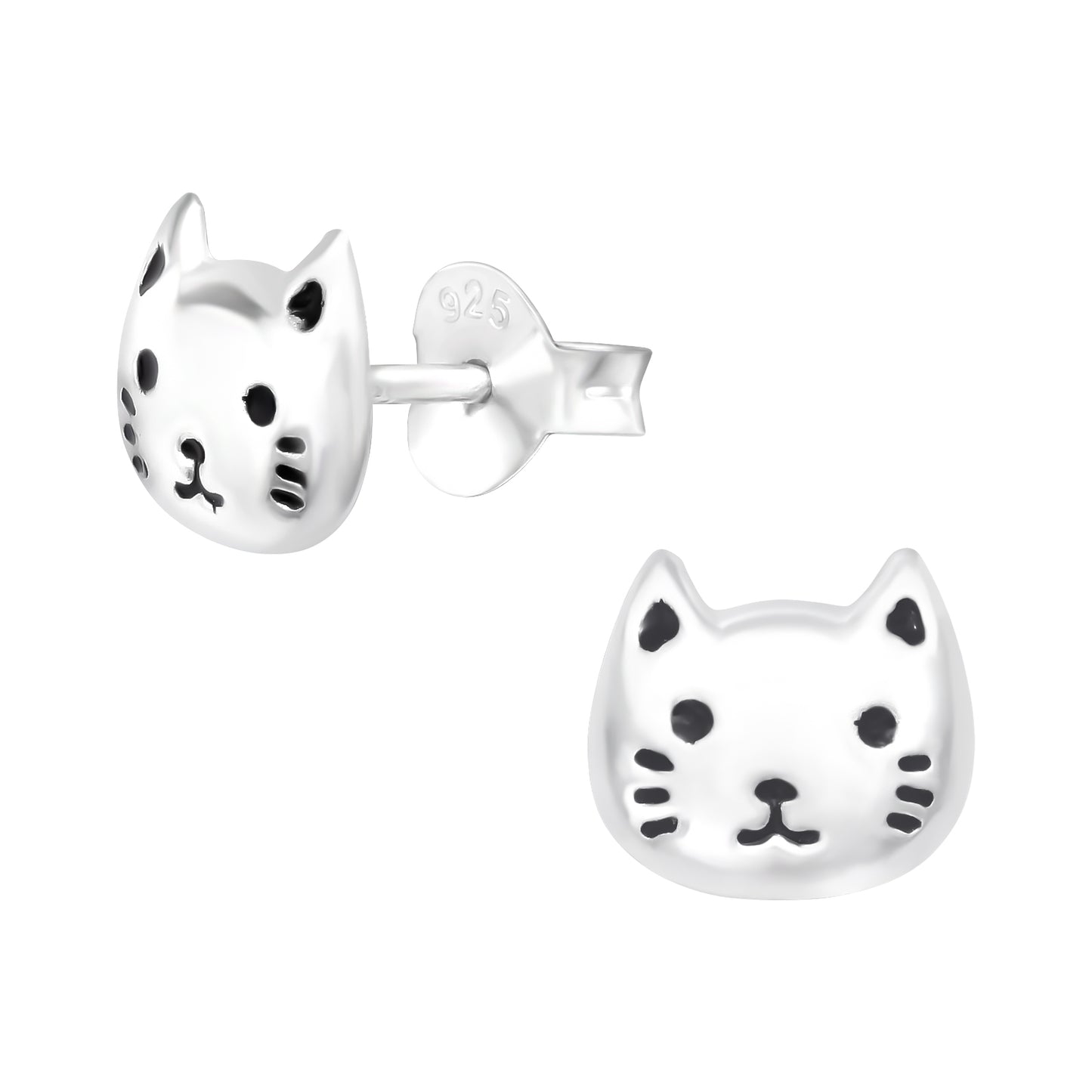 Kitty Ear Studs, Cat Earrings - Sterling Silver