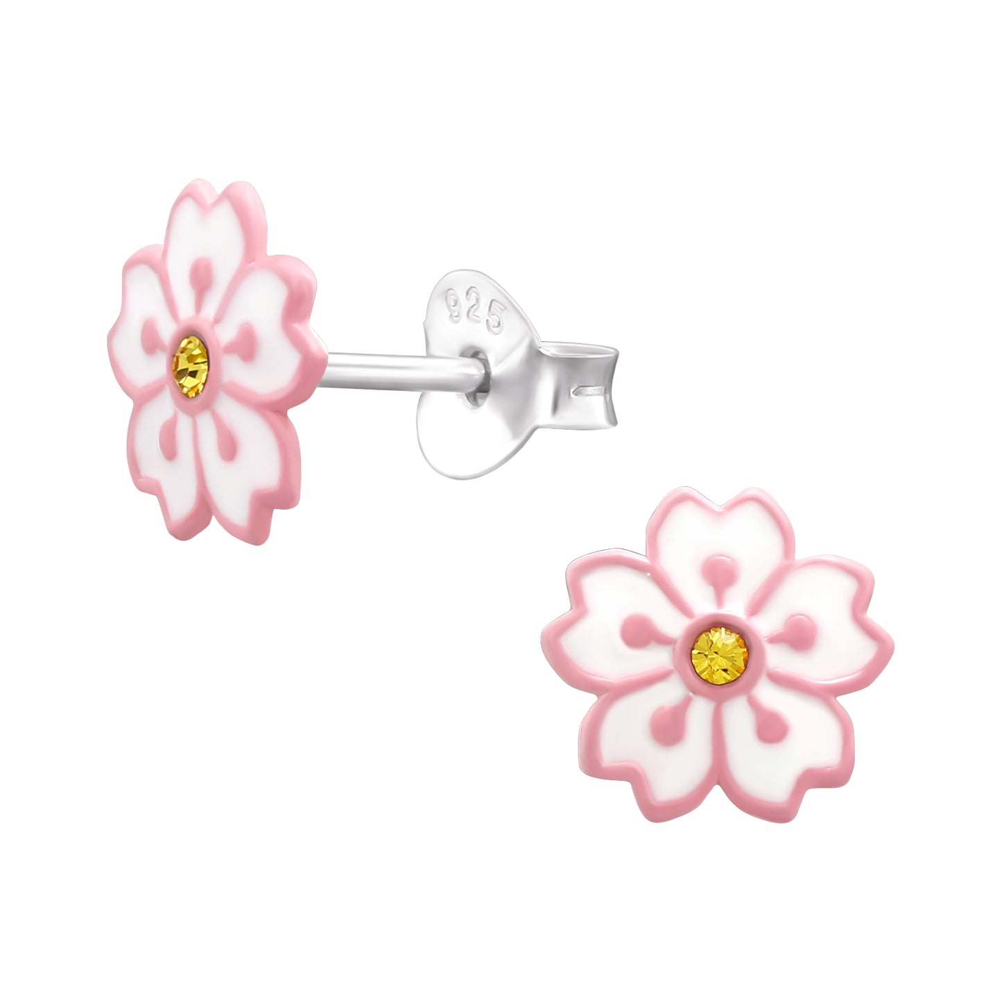 Pink Island Flower Studs - Sterling Silver Floral Earrings