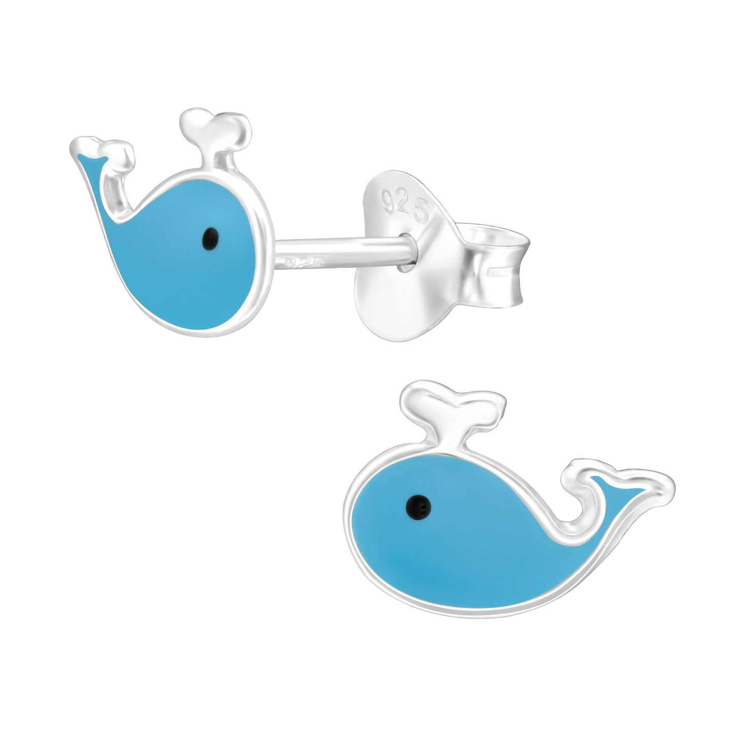 Blue Whale Earrings - Sterling Silver Marine Life Studs