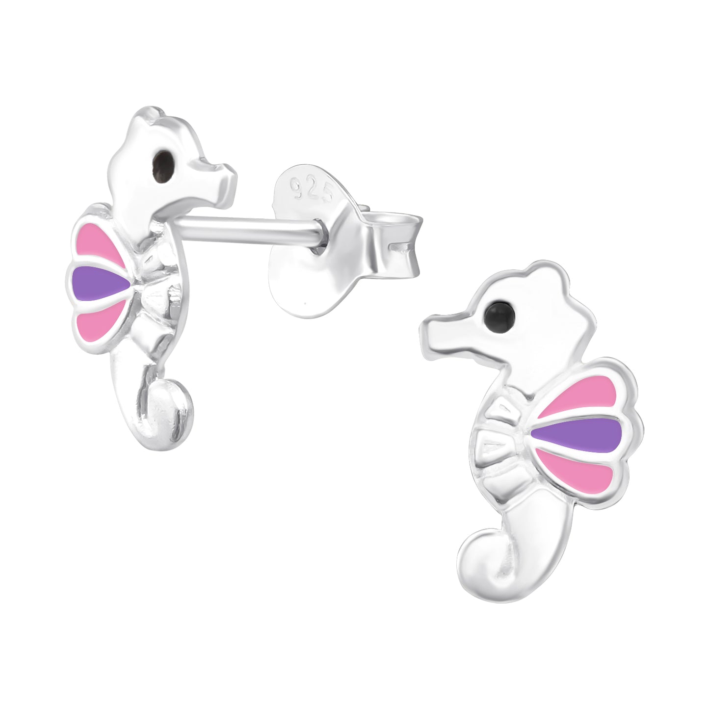 Sterling Silver Seahorse Studs - Kids Hypoallergenic Earrings
