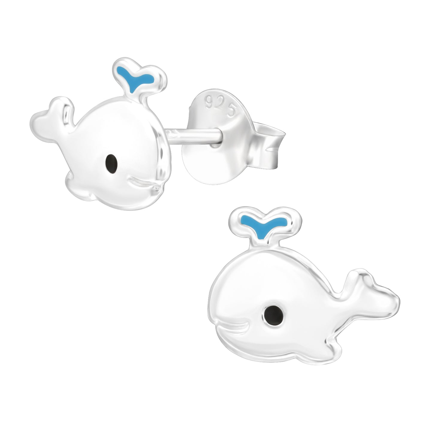 Sterling Silver Whale Earrings - Kids Cute Sea Creature Studs