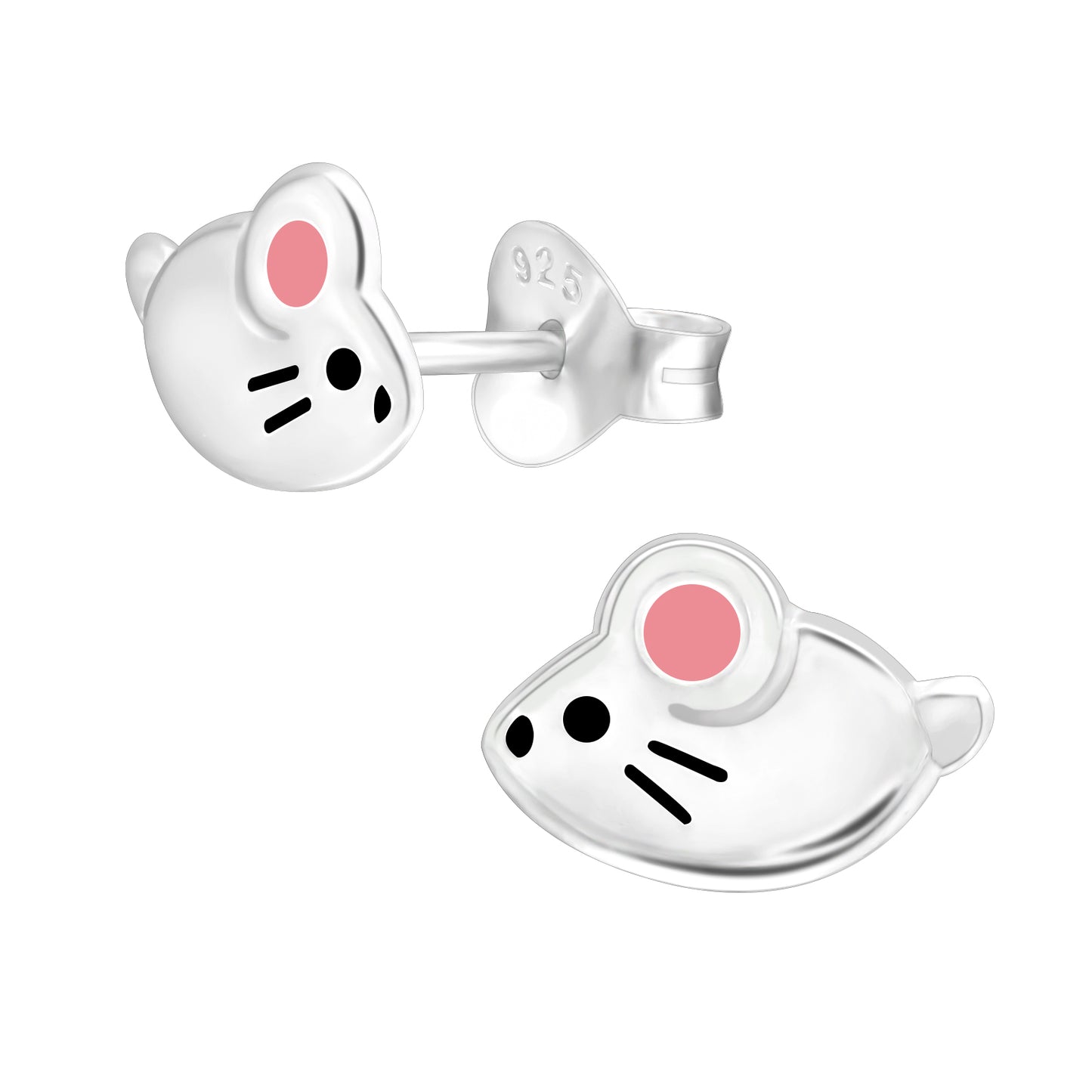Sterling Silver Mouse Studs - Kids Hypoallergenic Earrings