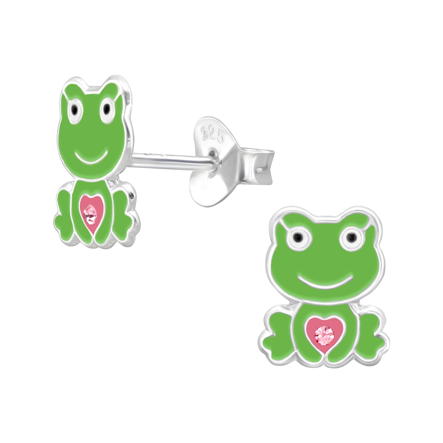 Frog Earrings, Sterling Silver Animal Ear Studs for Children