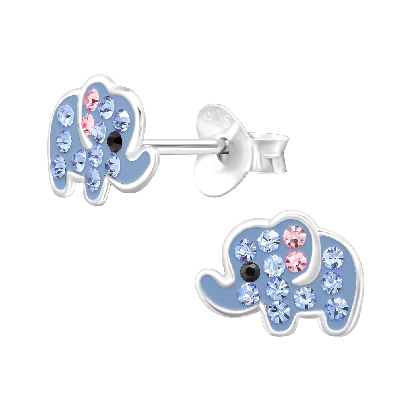 Purple Elephant Studs for Kids, Sterling Silver - Sparkle Animal Earrings