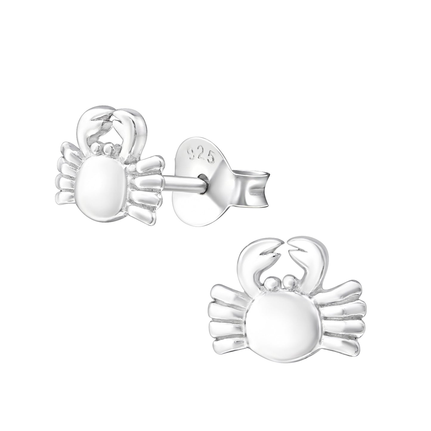 Sterling Silver Crab Earrings, Ocean Sea Creature Studs