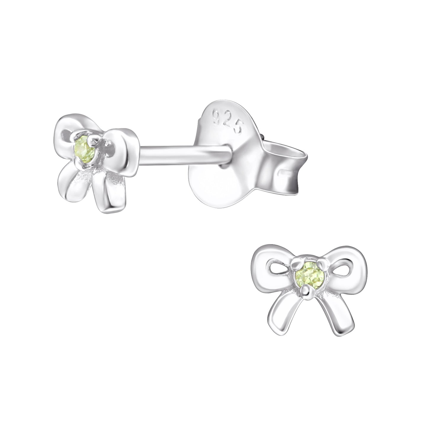 Birthstone Bow Earrings - Personalised Sterling Silver Birthday Studs